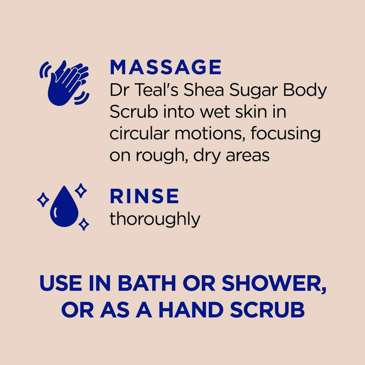 Dr Teal's Shea Sugar Body Scrub with Shea Butter, Almond Oil and Essential Oils, 19 oz