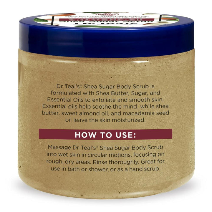 Dr Teal's Shea Sugar Body Scrub with Shea Butter, Almond Oil and Essential Oils, 19 oz