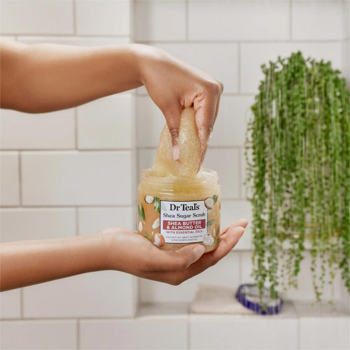 Dr Teal's Shea Sugar Body Scrub with Shea Butter, Almond Oil and Essential Oils, 19 oz