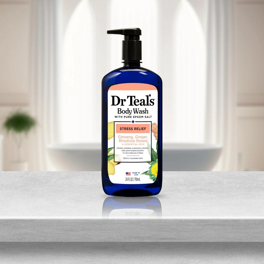 Dr Teal's Stress Relief Body Wash with Ginger, Ginseng & Rhodiola Rosea, 24 fl oz