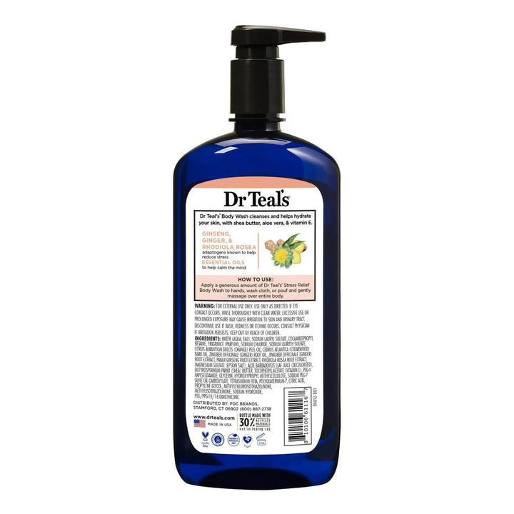 Dr Teal's Stress Relief Body Wash with Ginger, Ginseng & Rhodiola Rosea, 24 fl oz