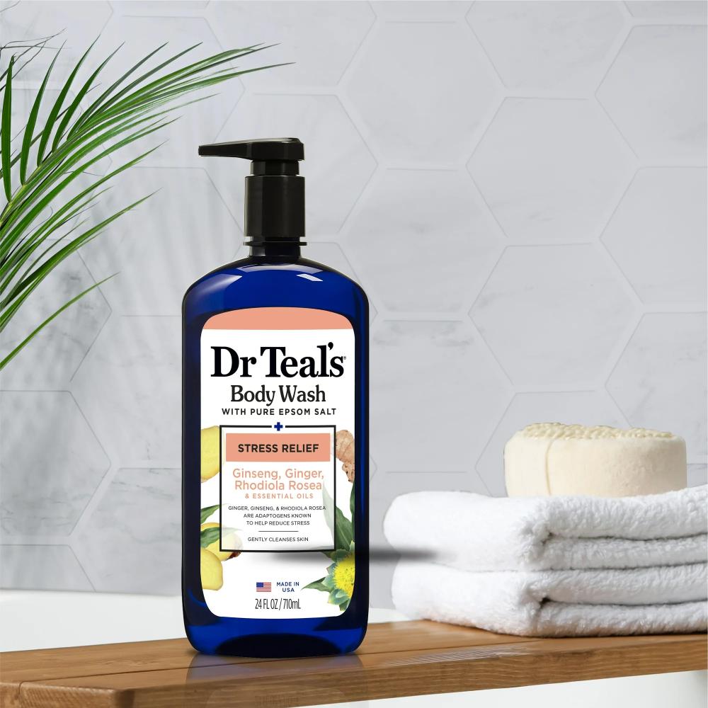 Dr Teal's Stress Relief Body Wash with Ginger, Ginseng & Rhodiola Rosea, 24 fl oz