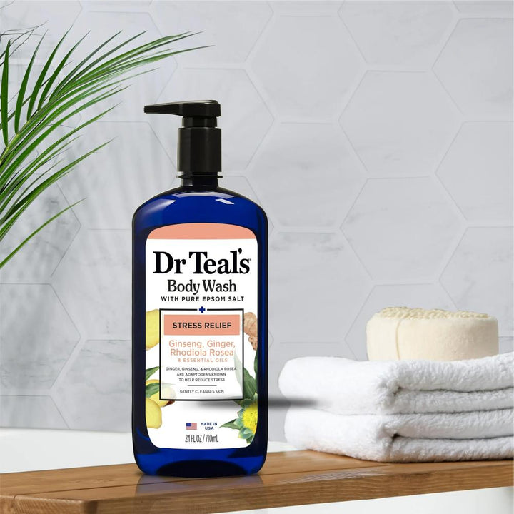 Dr Teal's Stress Relief Body Wash with Ginger, Ginseng & Rhodiola Rosea, 24 fl oz
