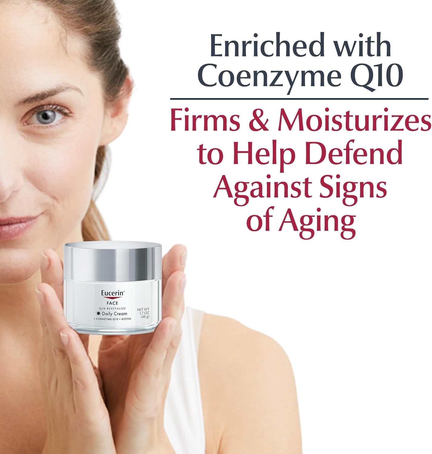 Eucerin Q10 Smoothing Face Cream for Dry Skin, 48g