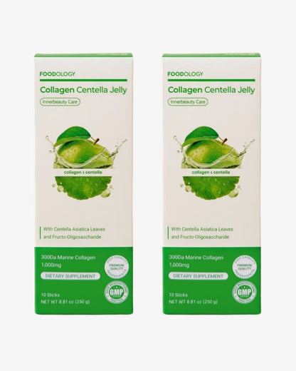FOODOLOGY Collagen Centella Jelly Green Apple 10 Sticks – Pack of Two