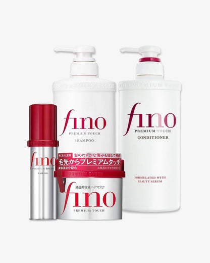 Shiseido Fino Premium Touch 4-Piece Hair Care bundle: Shampoo, Conditioner, Mask & Hair Oil