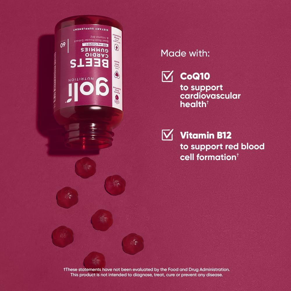 Goli Beets Nutrition Gummies with CoQ10 & Vitamin B12 - 60 Gummies