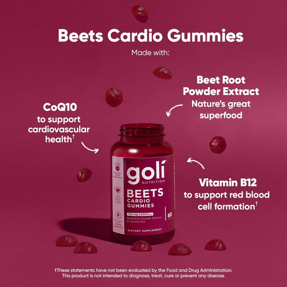 Goli Beets Nutrition Gummies with CoQ10 & Vitamin B12 - 60 Gummies