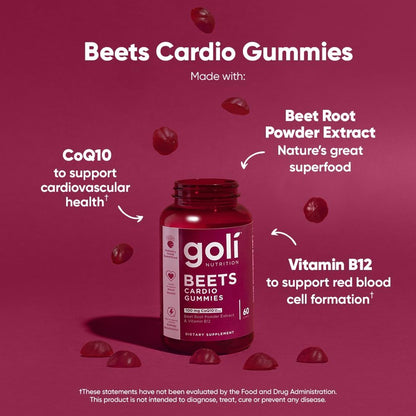 Goli Beets Nutrition Gummies with CoQ10 & Vitamin B12 - 60 Gummies