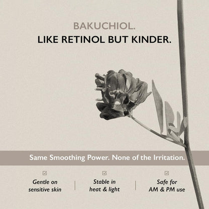 Haruharu Wonder Bakuchiol Eye Cream with Black Rice for Bakuchiol with a black flower on a beige background