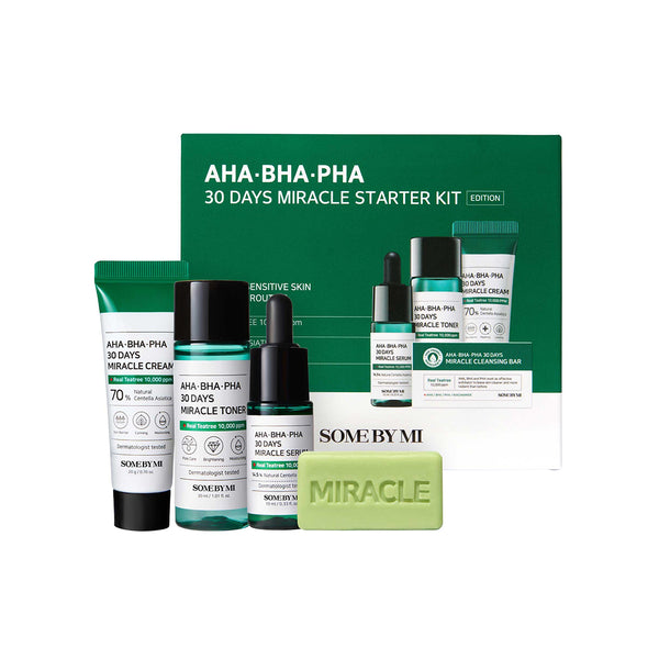 مجموعة سوم باي مي AHA-BHA-PHA 30 Days Miracle Starter (تونر 30 مل، مصل 10 مل، كريم 20 جم، قالب تنظيف 30 جم) 