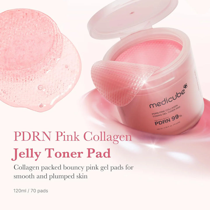 Medicube Salmon DNA PDRN Pink Collagen Jelly Pad | Korean Gel Toner Pads 70Pads
