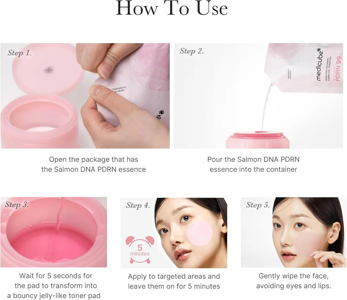 Medicube Salmon DNA PDRN Pink Collagen Jelly Pad | Korean Gel Toner Pads 70Pads