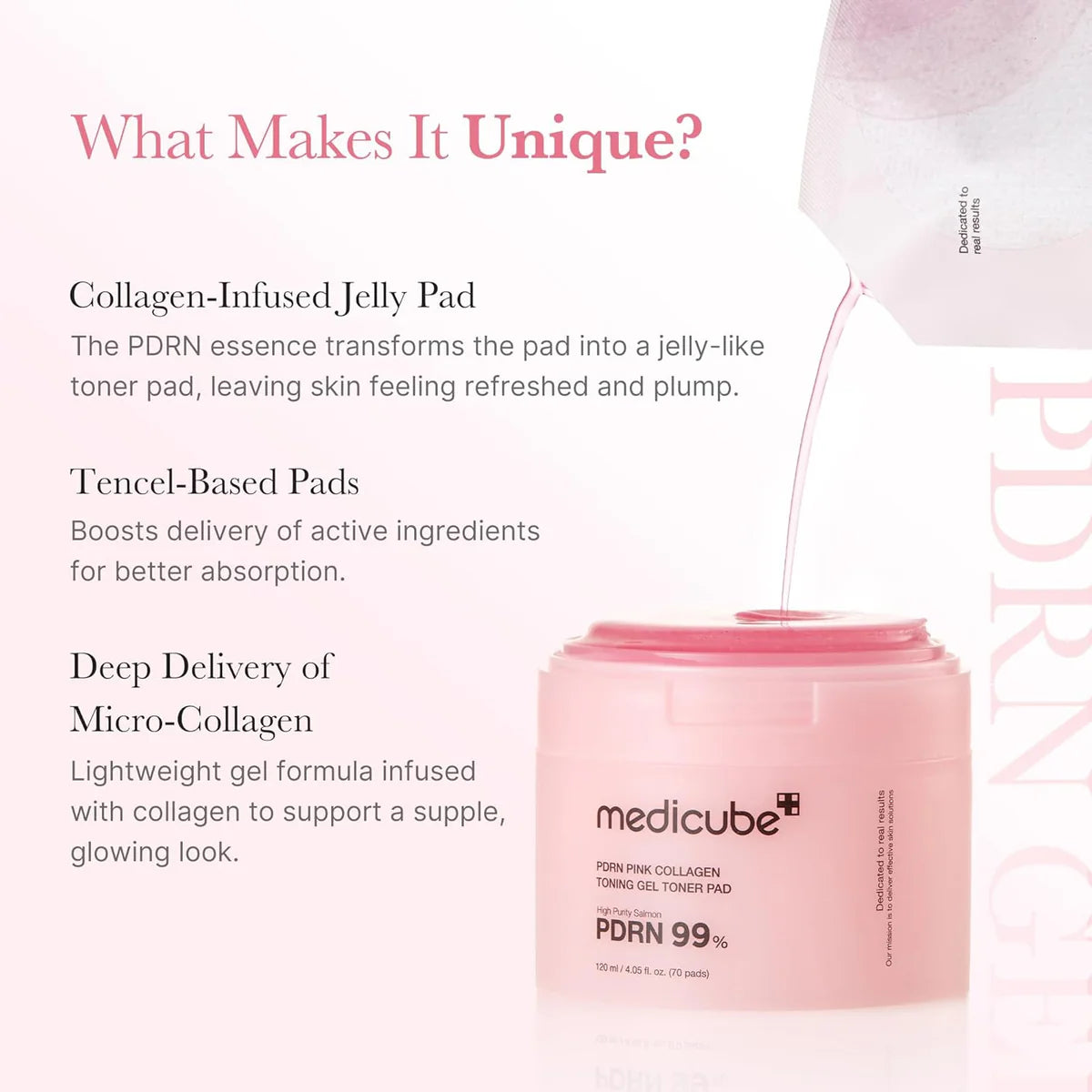 Medicube Salmon DNA PDRN Pink Collagen Jelly Pad | Korean Gel Toner Pads 70Pads