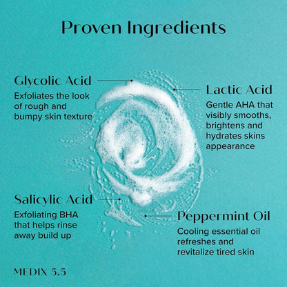 Medix 5.5 Glycolic Acid + Lactic Acid Exfoliating Body Wash Gel 444ml