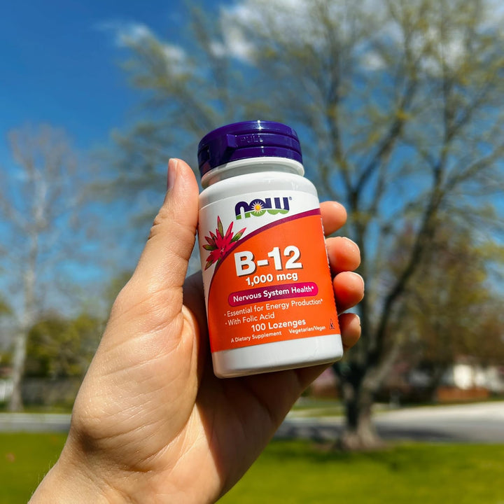 NOW Supplements, Vitamin B-12 1,000 mcg with Folic Acid, Nervous System Health*, 100 Chewable Lozenges