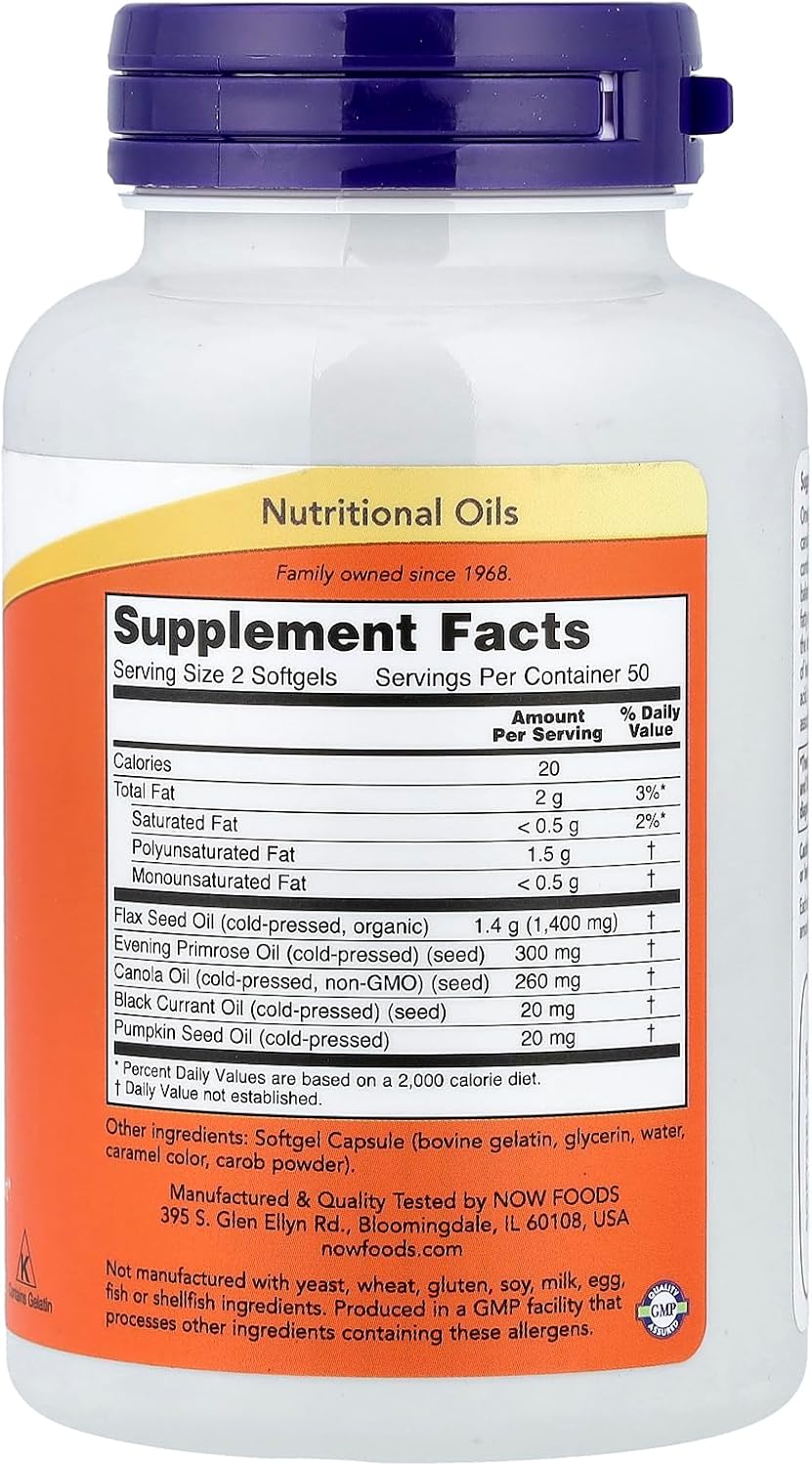 NOW Foods Essential 3-6-9 Nutritional Oils Blend 1000 mg - 100 Softgels