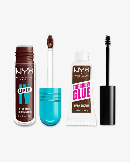 NYX The Brow Glue + NYX Lip I.V. Hydrating Gloss Stain – Pack of Two