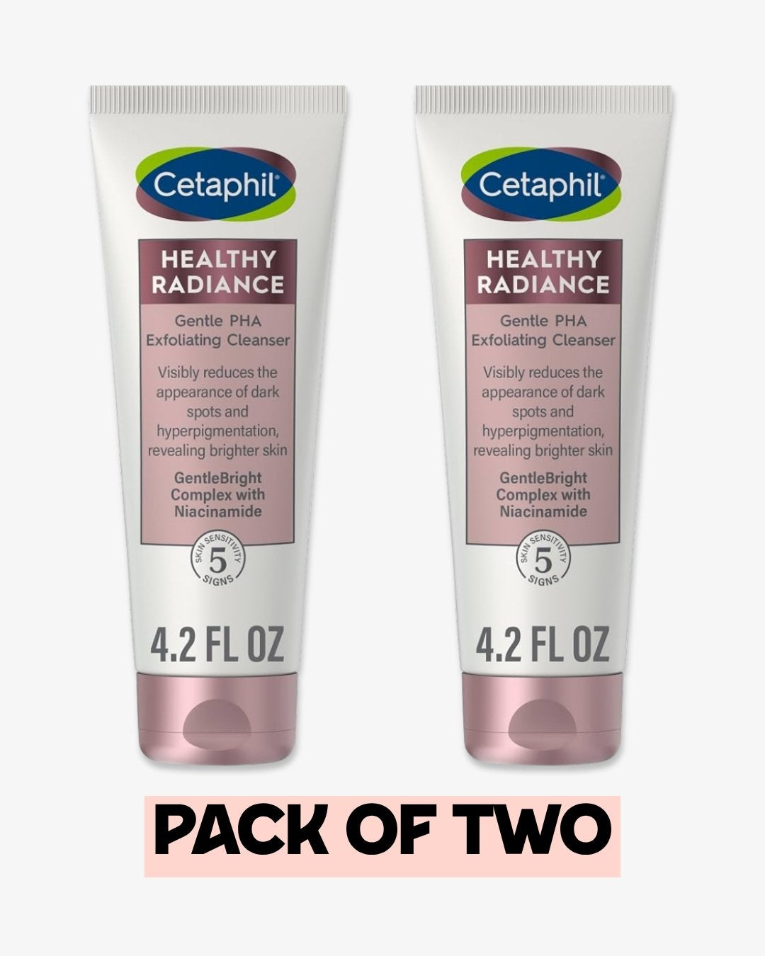 Pack of Two : Cetaphil Healthy Radiance Gentle Exfoliating Cleanser Face Wash 4.2 oz