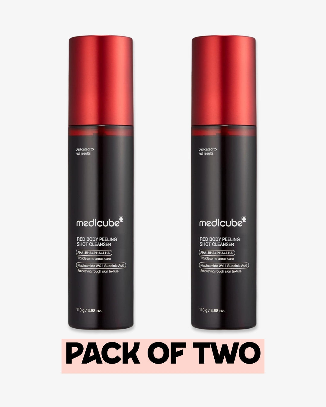 Pack of Two : Medicube Red Acne Body Peeling Shot, AHA + BHA Exfoliating Body Spray 110g
