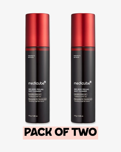 Pack of Two : Medicube Red Acne Body Peeling Shot, AHA + BHA Exfoliating Body Spray 110g