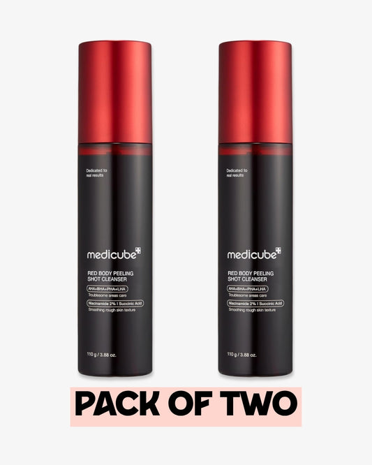 Pack of Two : Medicube Red Acne Body Peeling Shot, AHA + BHA Exfoliating Body Spray 110g