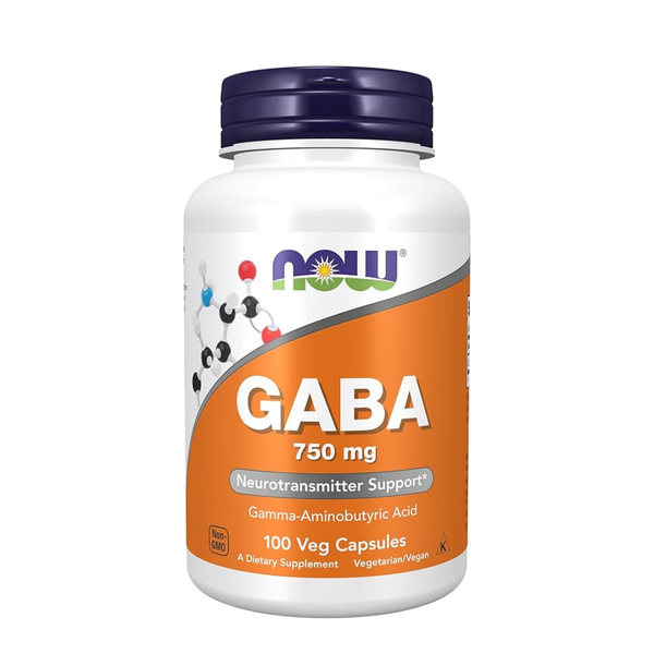 NOW Foods Supplements, GABA (Gamma-Aminobutyric Acid) 750mg, Neurotransmitter Support*, 100 Veg Capsules