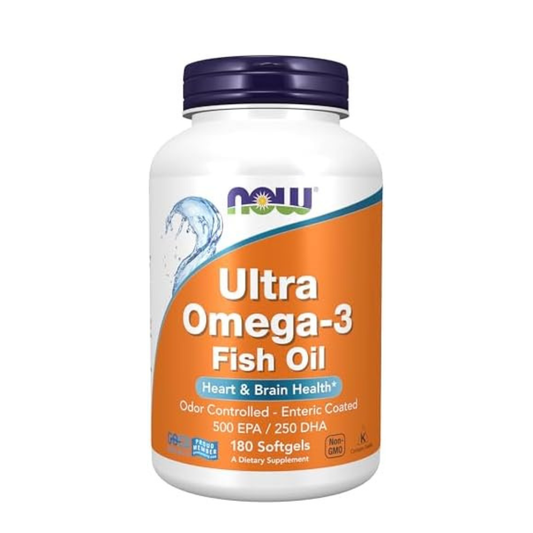 NOW Foods Ultra Omega-3 – Molecularly Distilled & Enteric Coated, 180 Softgels