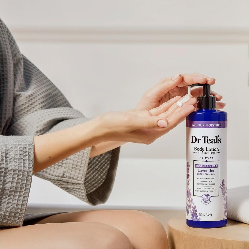 Dr Teal's 24 Hour Moisture Body Lotion with Lavender Essential Oil, 18 fl oz