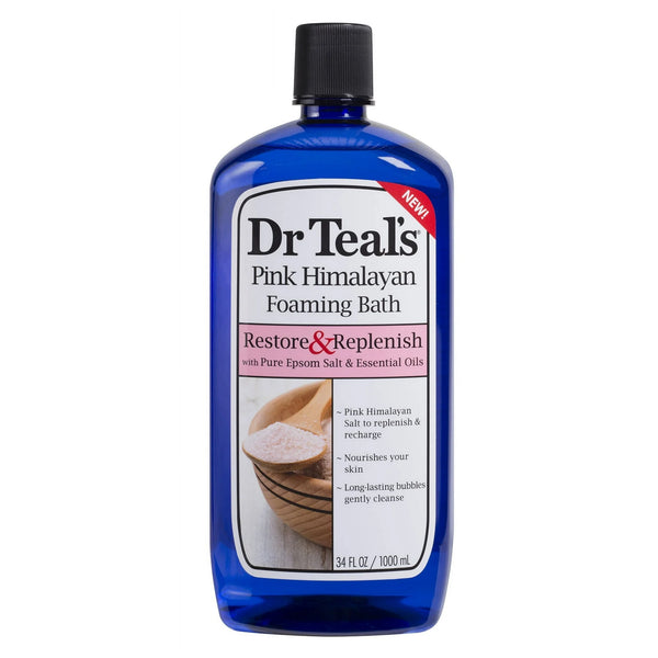 Dr Teal's Restore & Replenish Foaming Bubble Bath, with Pure Epsom Salt, Pink Himalayan Salt and Essential Oils, 34 fl.oz